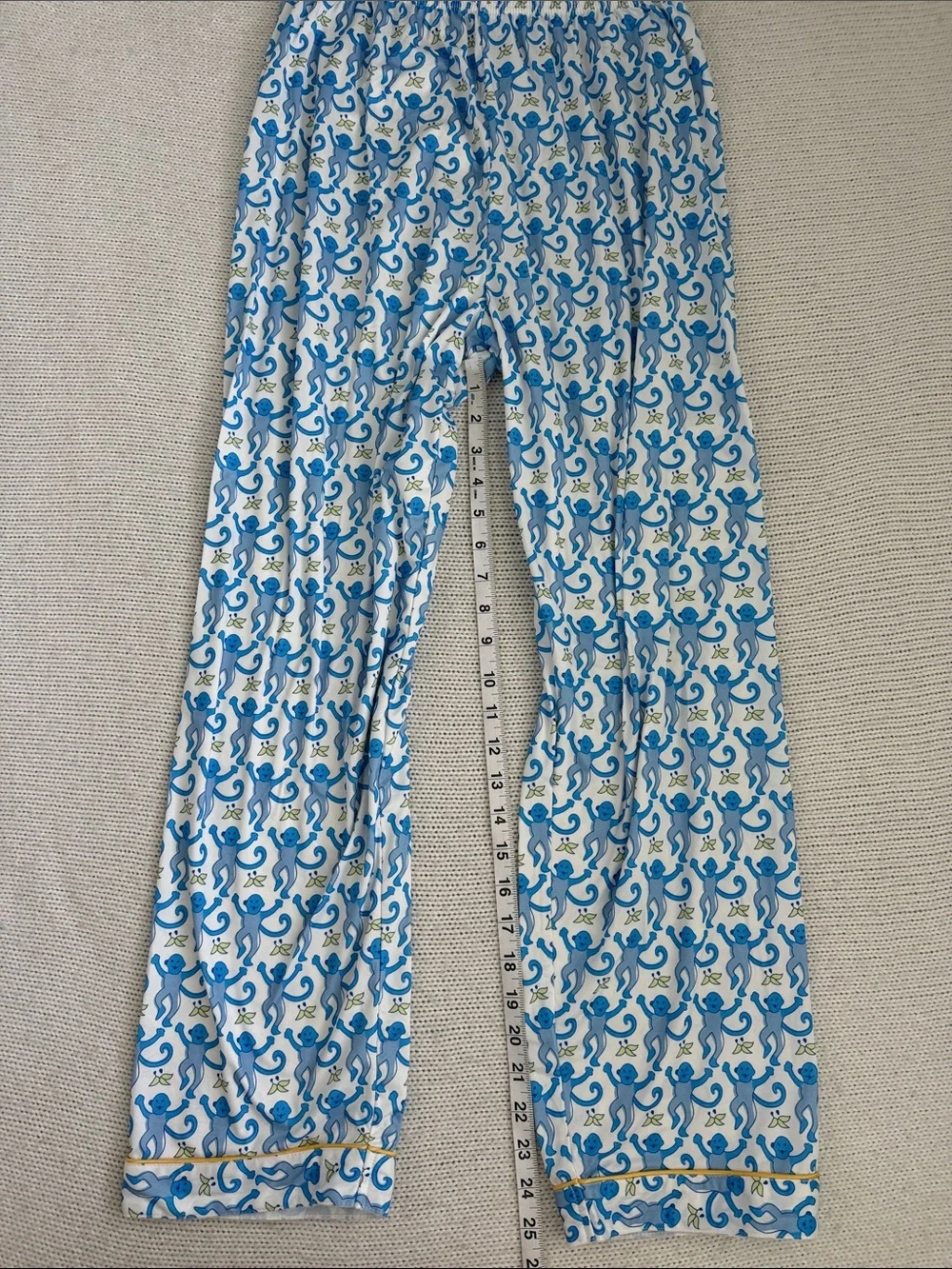 Monkey Long Sleeve Pajama Set Blue/Yellow Size Small